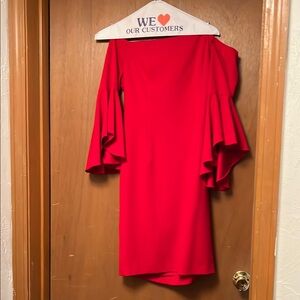 Calvin Klein Boatneck 3/4 Bell Sleeve Sheath Dress